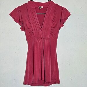 Heart Soul Pink Flutter Sleeve Tie Back Top Medium Y2K Preppy Academia Coquette